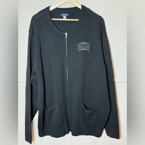 Ohio University Women’s Black Zip-Up Cardigan Sweater 3XL Like New